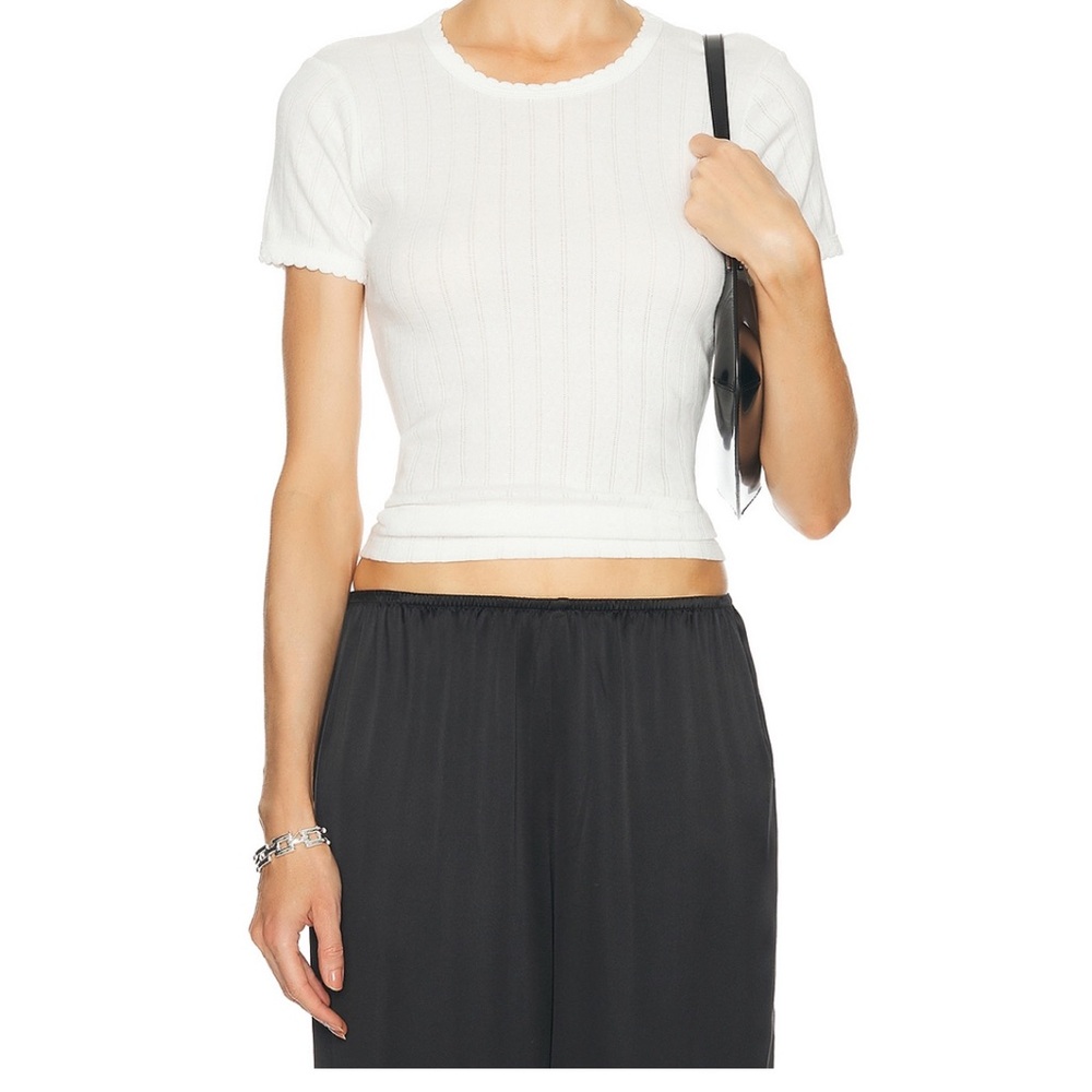 White Ribbed Women's Top - Picture 2 of 3